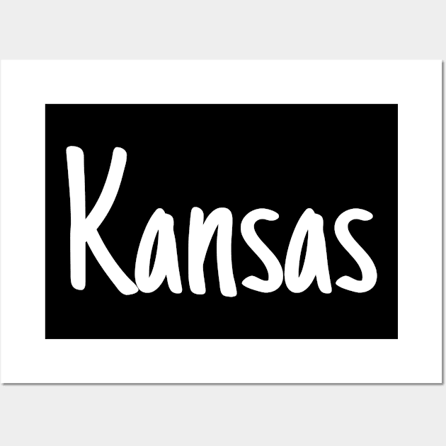 'Kansas' white handwritten text Wall Art by keeplooping